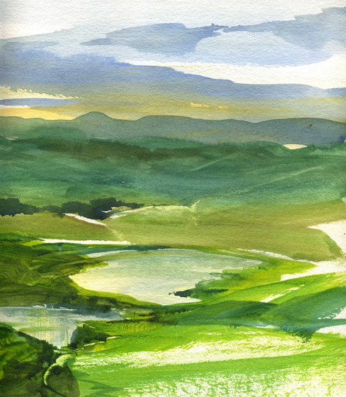 paysage Toscan aquarelle