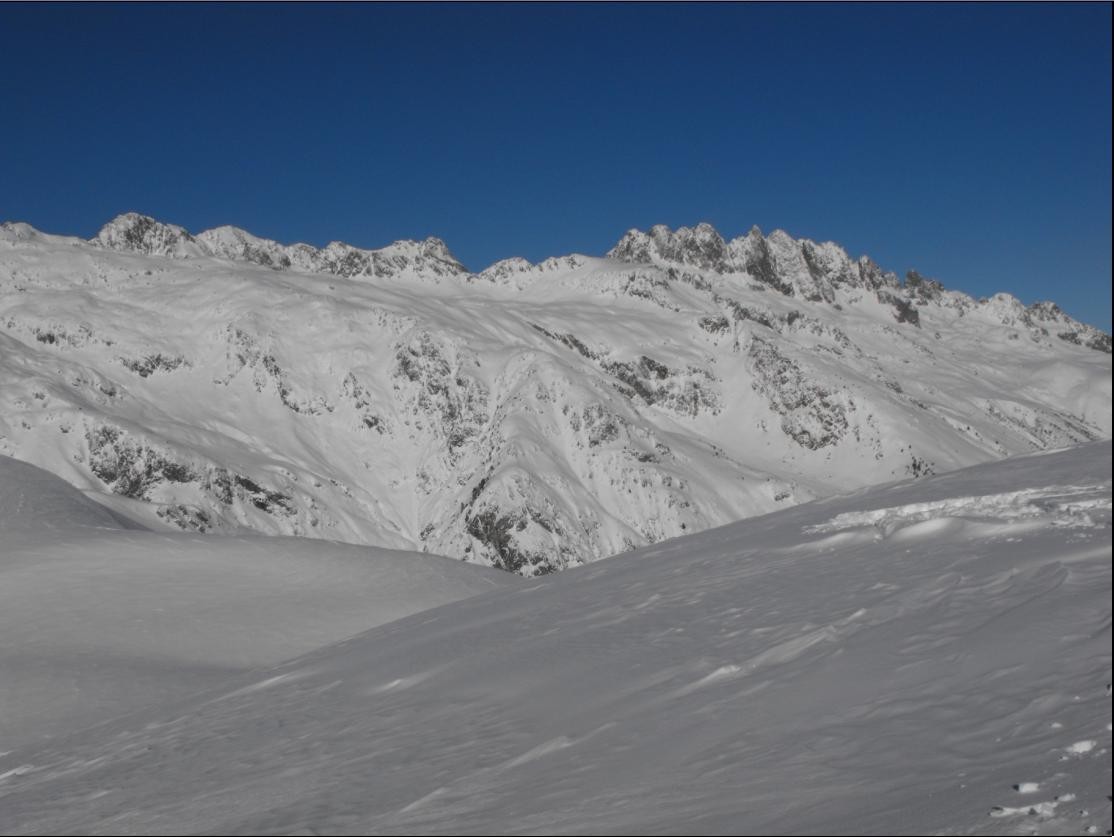 Vur sur le Rocher Blanc et les Aiguilles d'Argentière