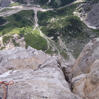 Looking down the route from 3/4 of ascent.