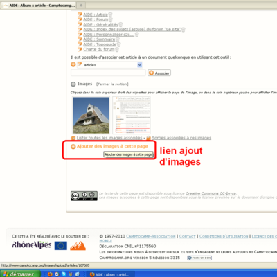Lien "Ajouter des images à cette page" Lien "Ajouter des images à cette page"