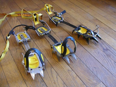 Crampons avec fixations à lanière, semi-automatique et automatique Crampons avec fixations à lanière, semi-automatique et automatique