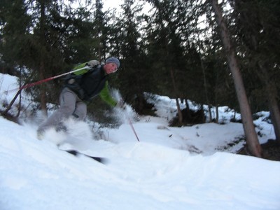 Alex en plein wood-skiing