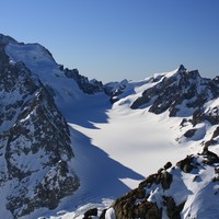 La Barre des Ecrins, Roche Faurio et le glacier Blanc