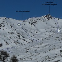 Rocher de la Grande Tempête - Versant S du col de la Tempête (1) ; Face SE (2)
