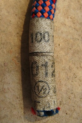 Marquage corde à double : longueur des deux brins + marque 1/2 dans un cercle Marquage corde à double : longueur des deux brins + marque 1/2 dans un cercle