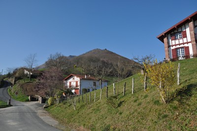 Maisons basques sur une petite route réservée aux riverains Maisons basques sur une petite route réservée aux riverains
