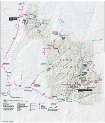 Carte offcielle du Parc National de Zion (USA) Carte offcielle du Parc National de Zion (USA)