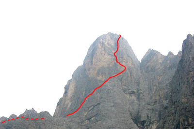 Sass Maor - schizzo Via Solleder Sass Maor - schizzo Via Solleder