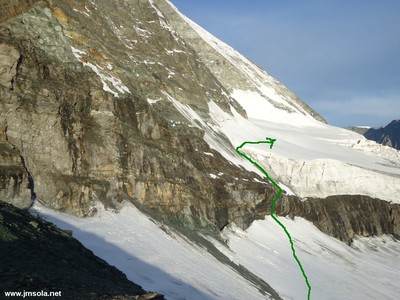 La montée au glacier: plus de corde fixe à disposition
