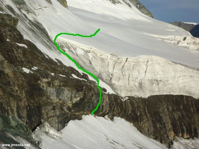 La montée au glacier: plus de corde fixe à disposition