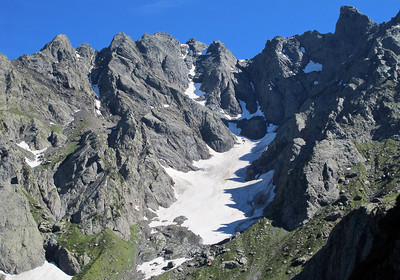 la Vedretta del Marovin (versante NE del Coca), il ghiacciaio con la quota della fronte più bassa di tutte le Alpi lombarde!
