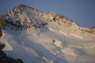 L'arête final de la Barre avec ses couloirs
