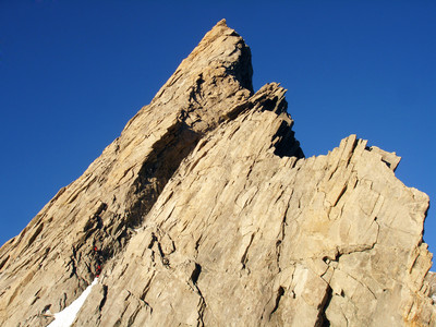      La Punta Young 3996 m versante W dal Colle delle Grandes Jorasses 3825 m                          