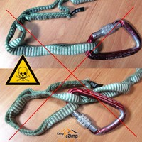 Daisy chain utilisée comme longe - Attache à proscrire côté mousqueton