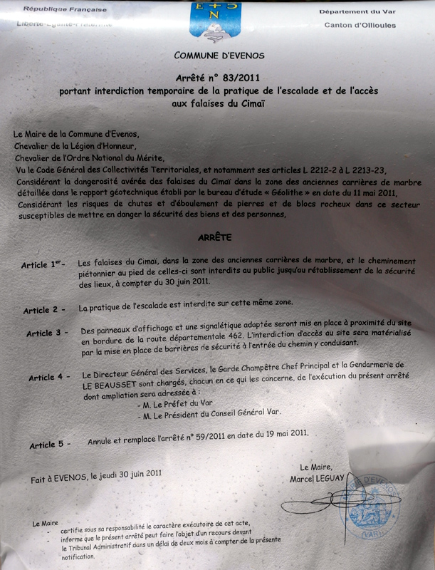 Le Cimaï interdit