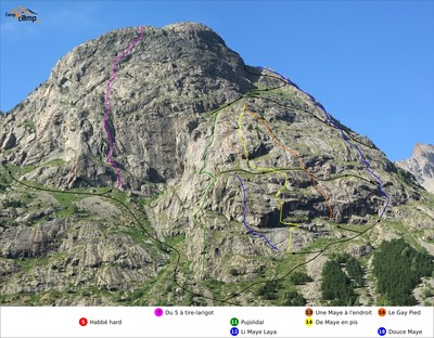 Voies de la Tête de la Maye (face S)