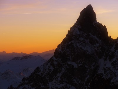 Coucher de soleil sur aiguille noire de Peuterey, 