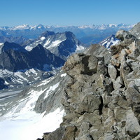 Glacier du Brénay , Mont Gelé, la Ruinette, Grand Paradis au fond, par omα