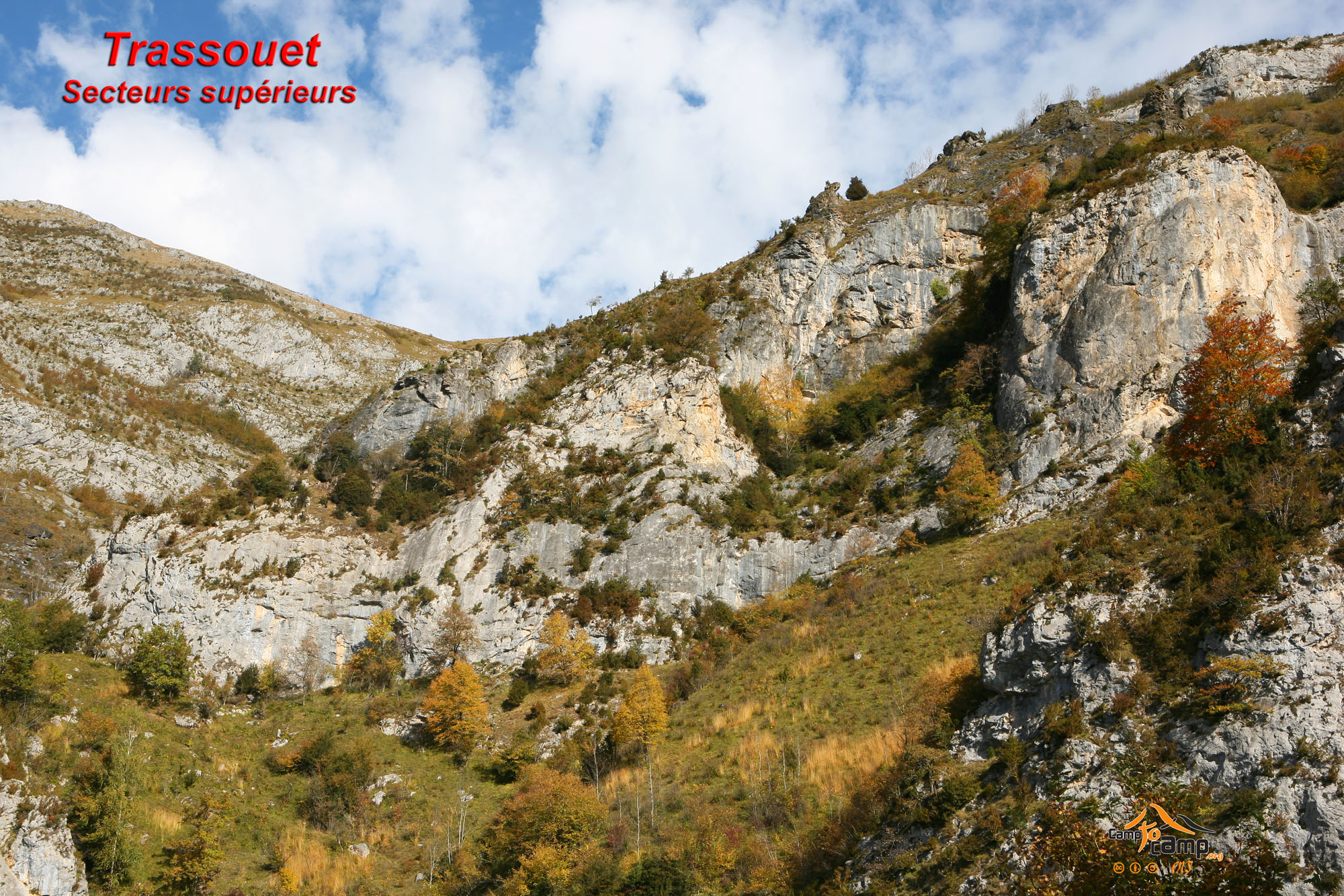 Falaise de Trassouet - Secteurs supérieurs