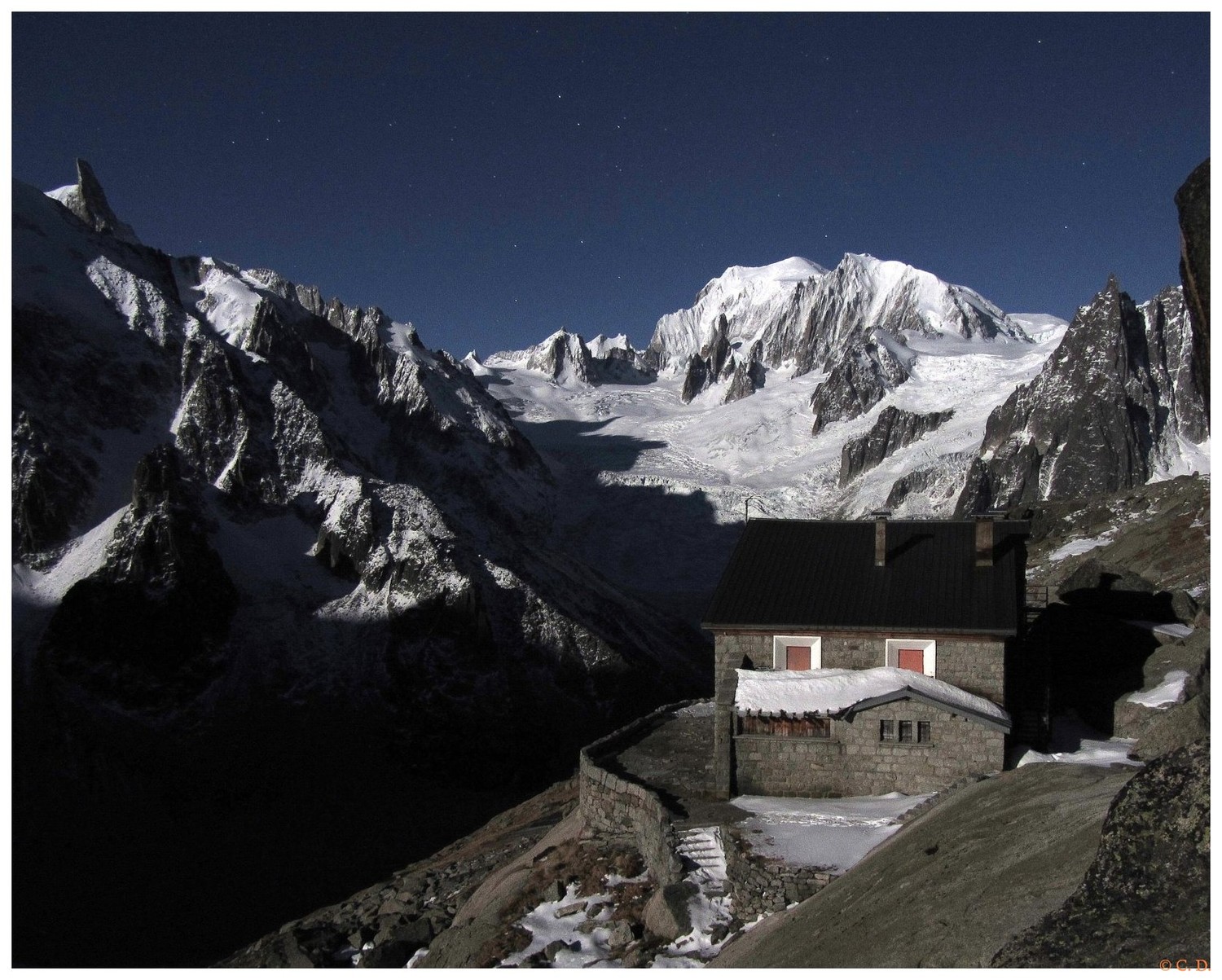 le refuge d'été, Tacul et Mt Blanc