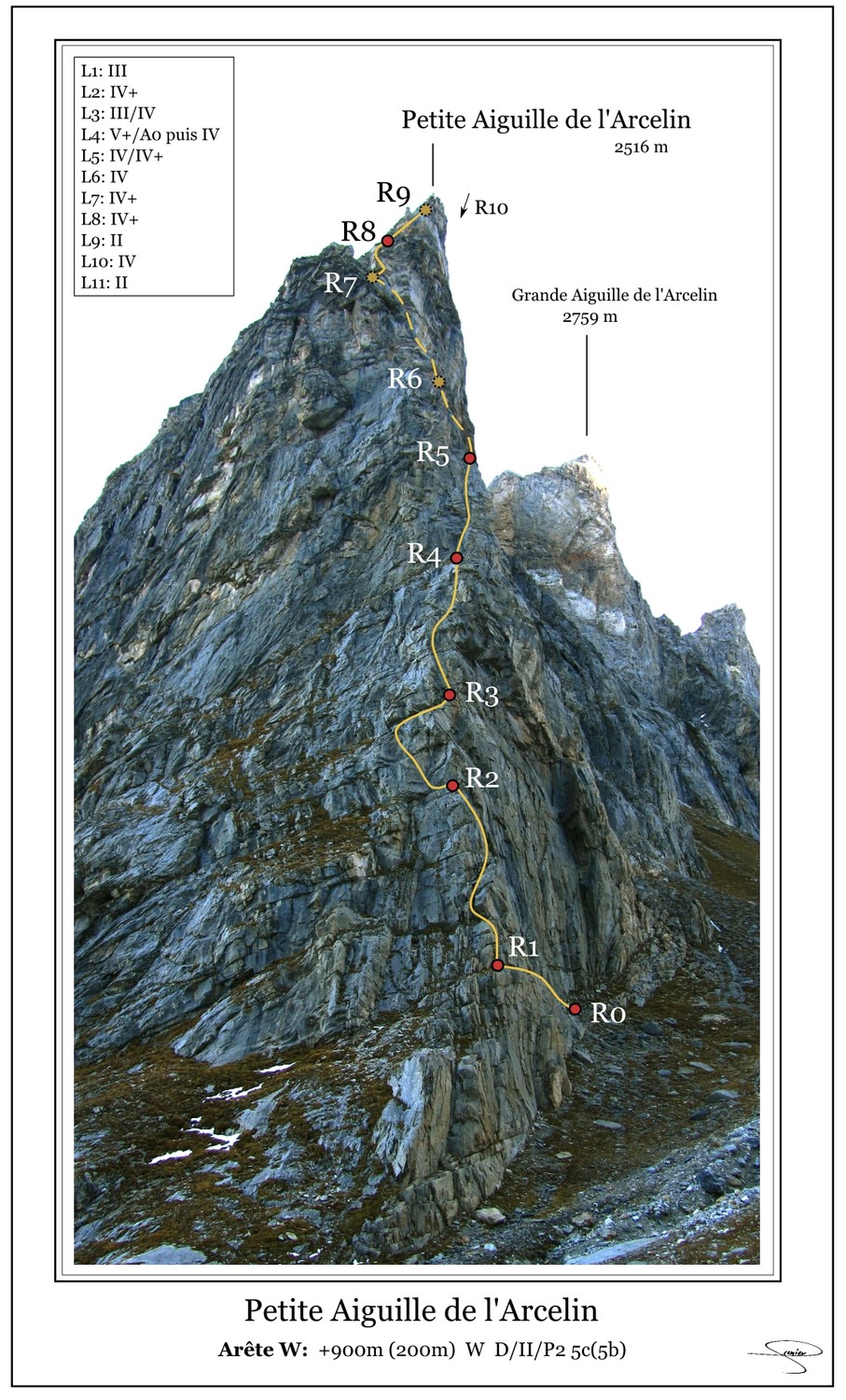 Petite Aiguille de l'Arcelin - Arête W
