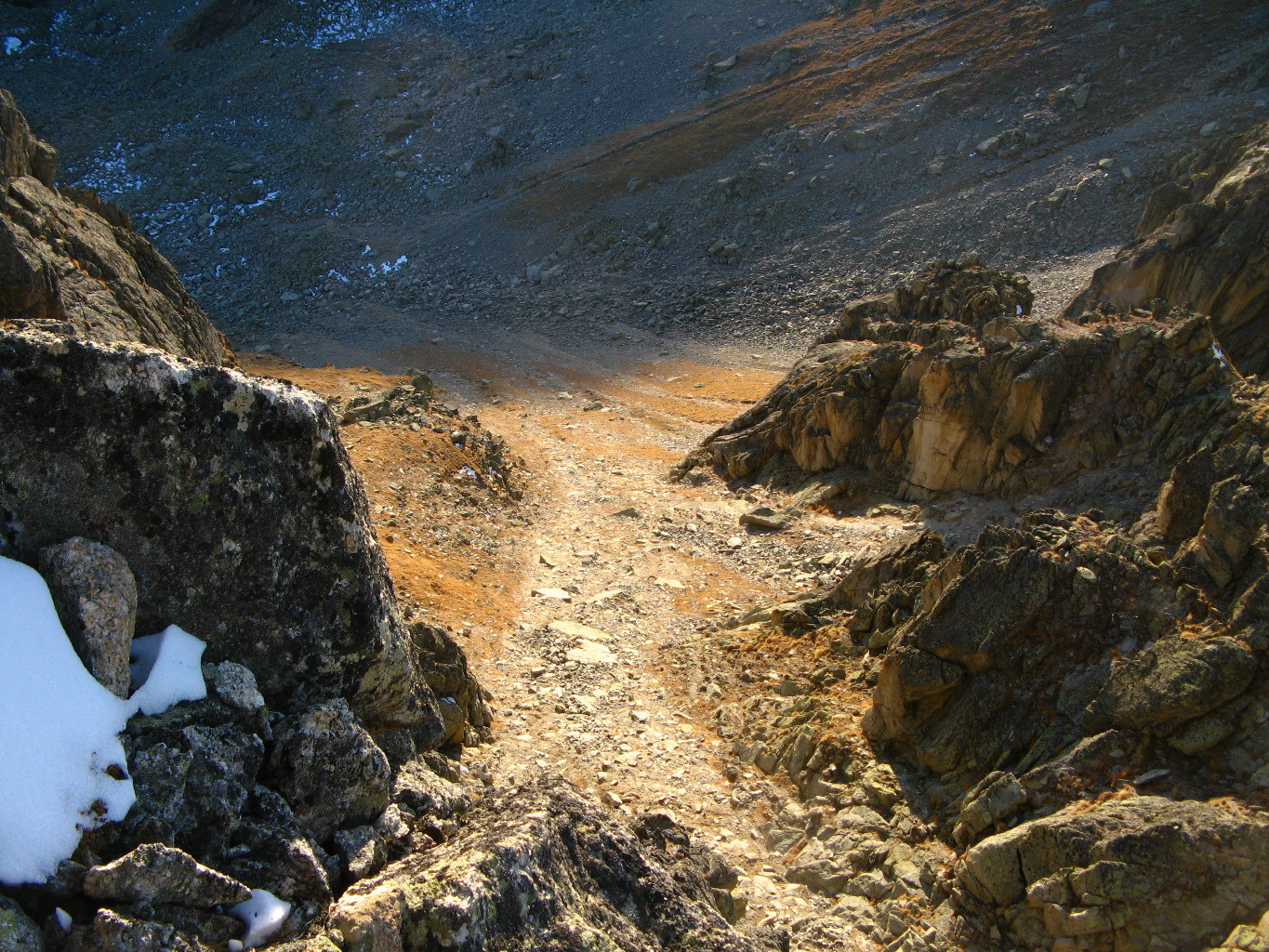 Couloir de descente vu du sommet