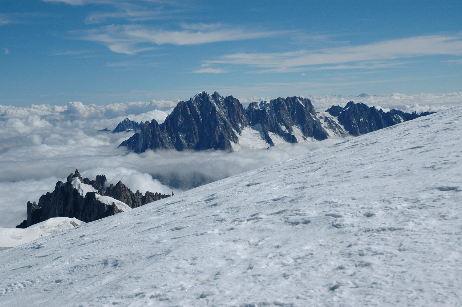 Aiguille Verte, Droites vues du Mont Blanc du Tacul