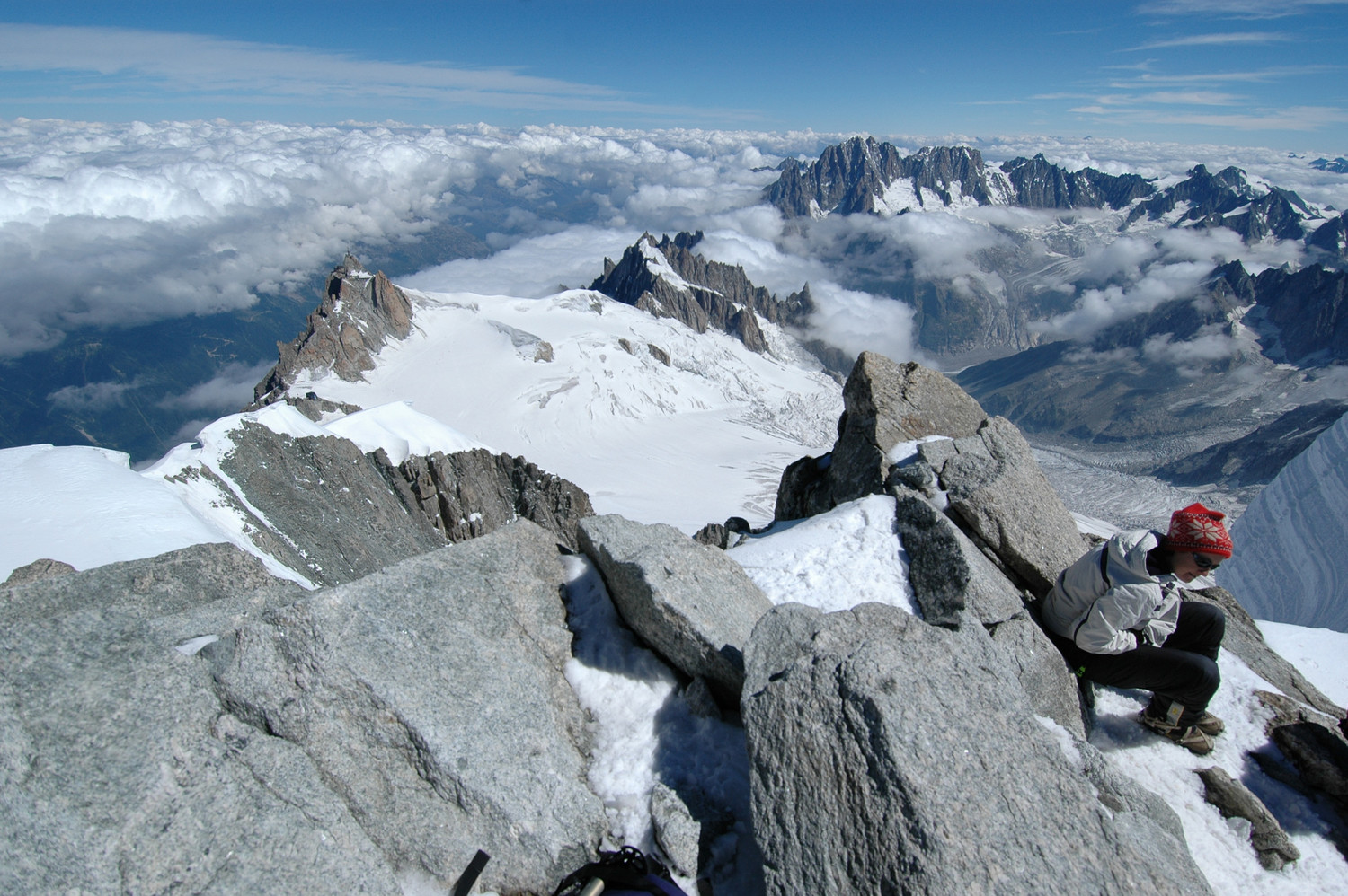 Mont Blanc du Tacul, vue du sommet vers le N