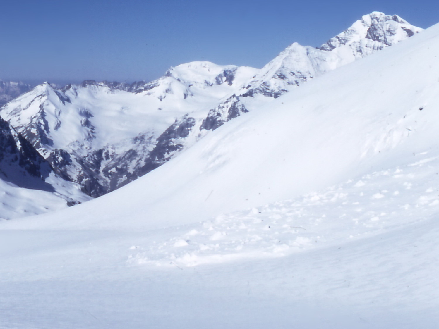 le Vélan et le gd Combin, du plateau du gl du Brenay (juin 1976)
