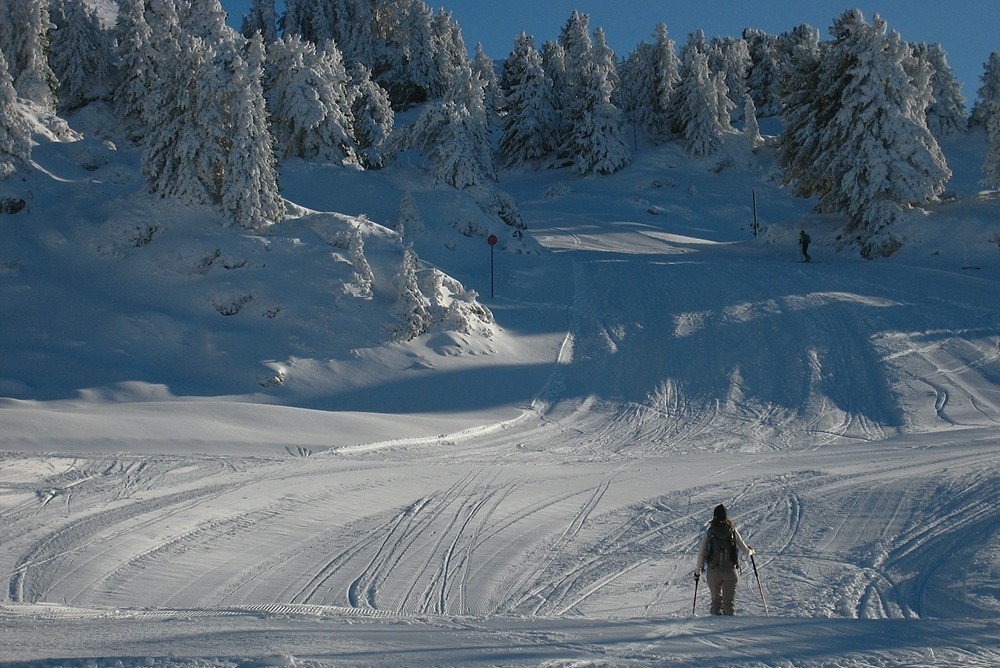 Montée sur les pistes du Recoin