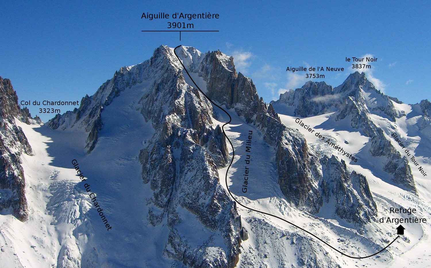Aiguille d'Argentière - Glacier du Milieu