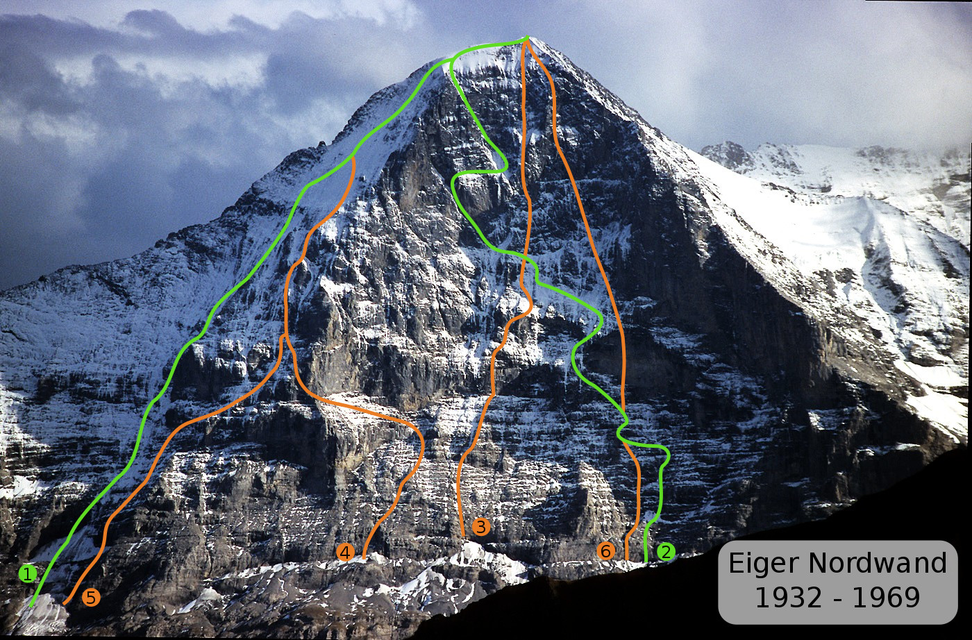 Itinéraires de la face N de l'Eiger (1932 - 1969)
