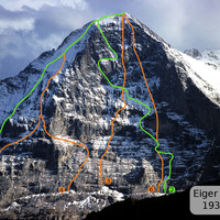 Itinéraires de la face N de l'Eiger (1932 - 1969)