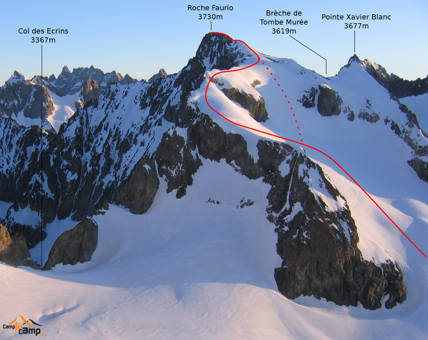 Roche Faurio, Voie Normale et variante