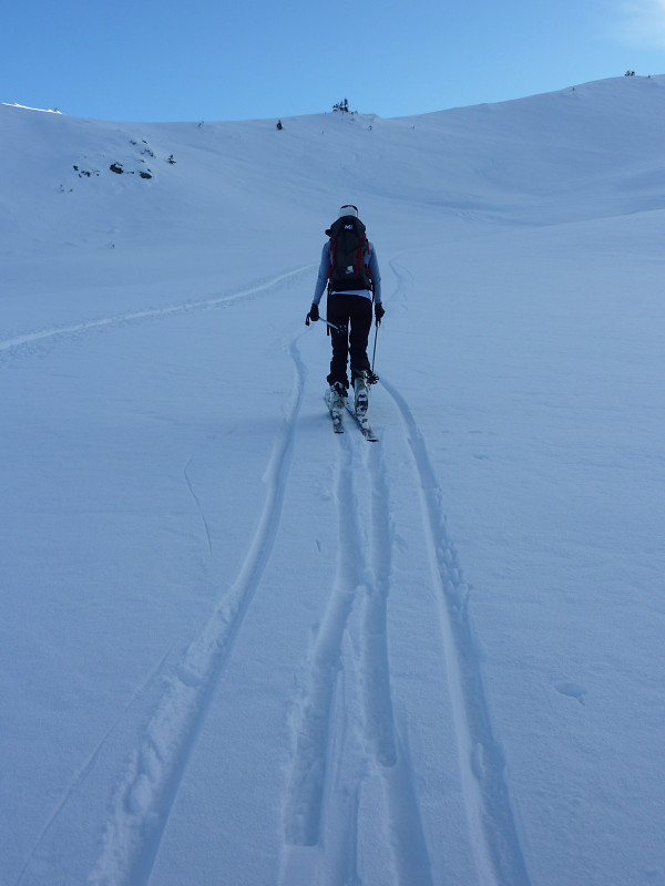 Trace de descente d'une luge à foin