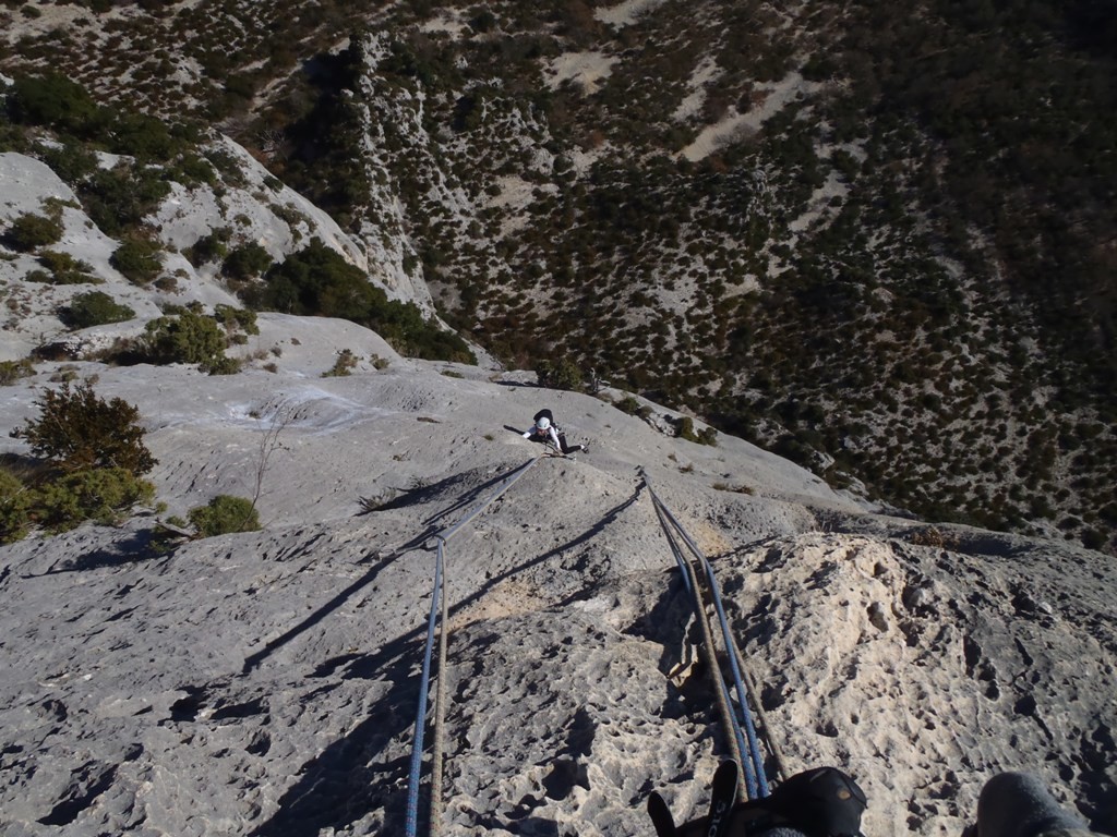 Sandra attaque le crux de l'Ange