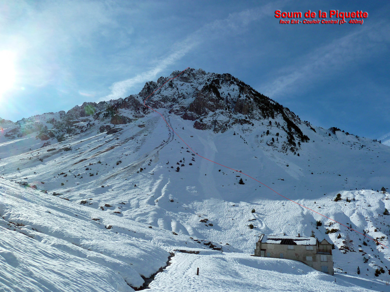 Soum de la Piquette - Face Est - Couloir central de droite