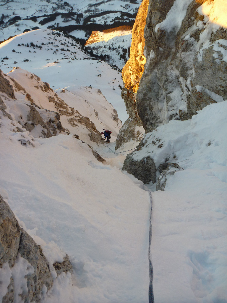 couloir de descente et 1ere rappel