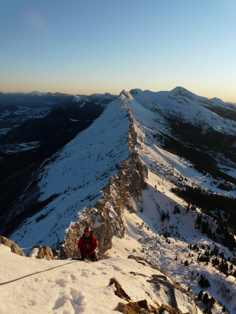 arrivée et vue de l'arete parcourue