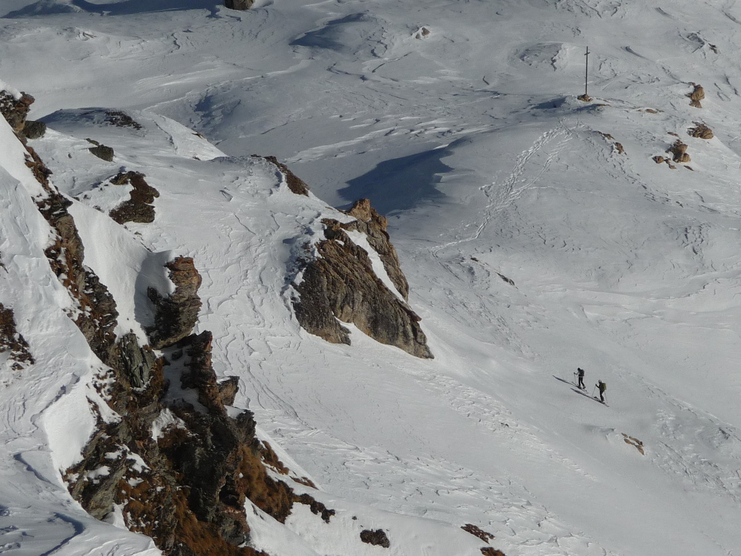 Due scialpinisti in arrivo al più basso Col di Salvé