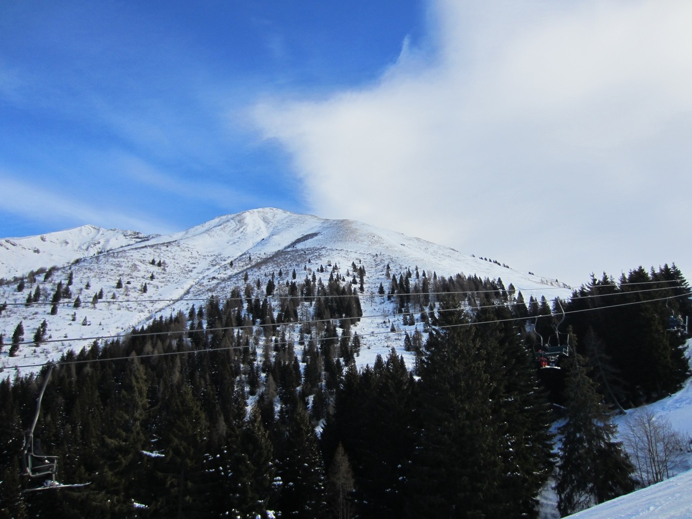 La via di salita vista dalle piste