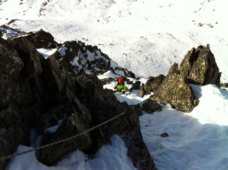 Couloir à mi-parcours, en bonnes conditions