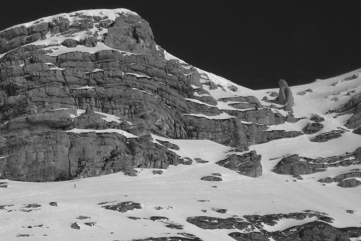 Détail du Pas de l'Oeille à la Dent de Crolles (Chartreuse) en hiver
