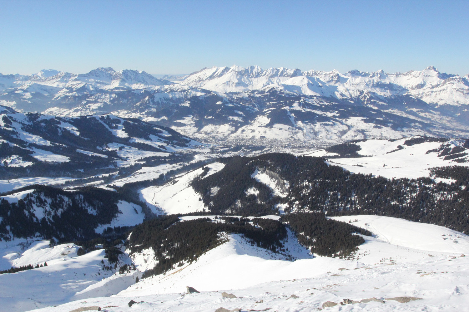 Vue sur Megève et les Aravis