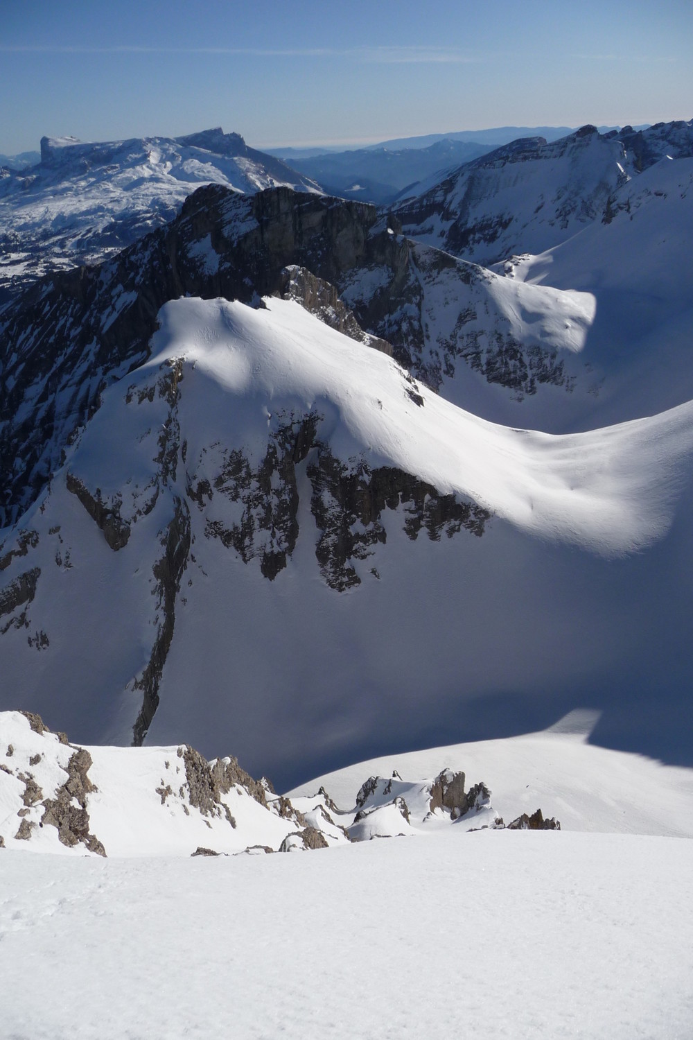 Couloir Sud du Malpasset : début de la descente.