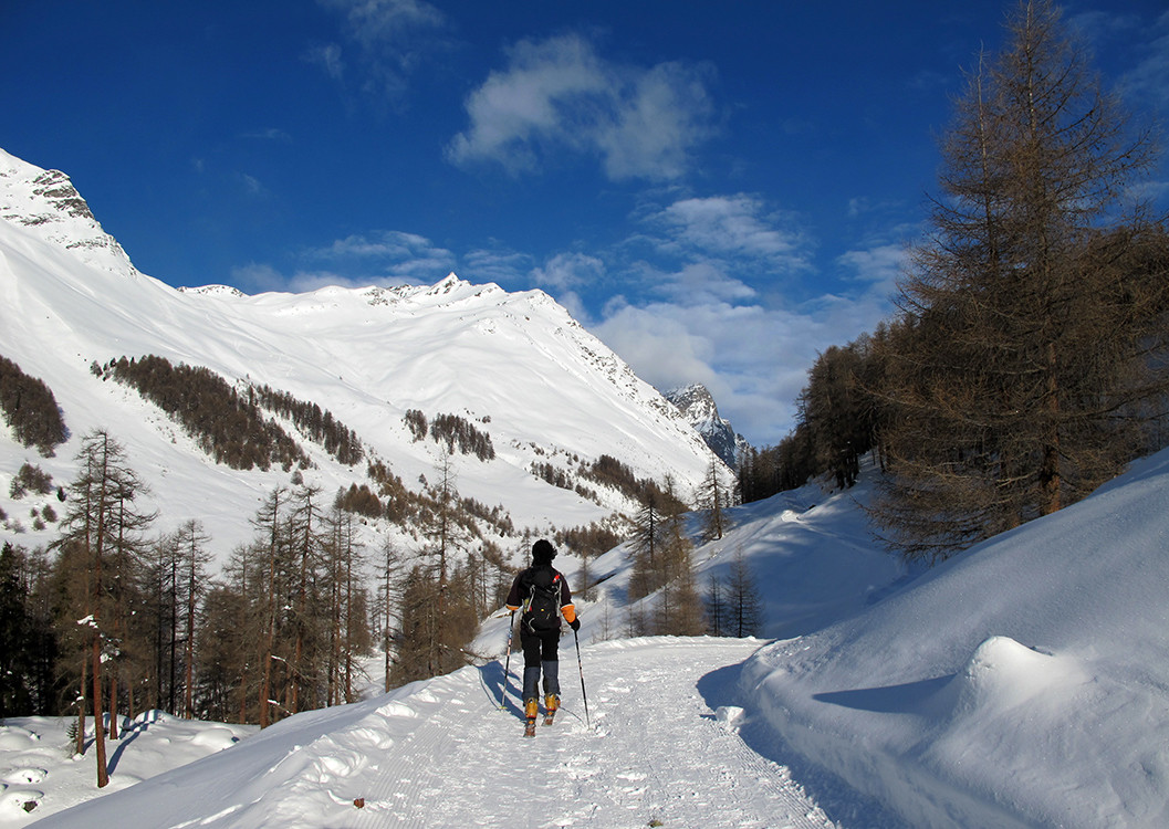 Prasüras: si entra in Val Tuoi con vista sui magnifici pendii del Piz Champatsch