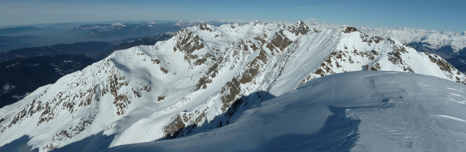 Vue du sommet : grande valloire, Rocher & Puy Gris, Pointe de Comberousse