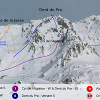 Topo Jas des Lièvres - Bédina - Cime de la Jasse - Pic de la Belle Étoile - Col de la Vache