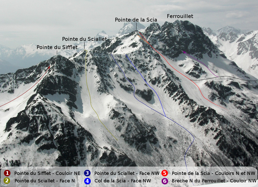 Sifflet - Sciallet - Scia - Ferrouillet : itinéraires à ski du versant N