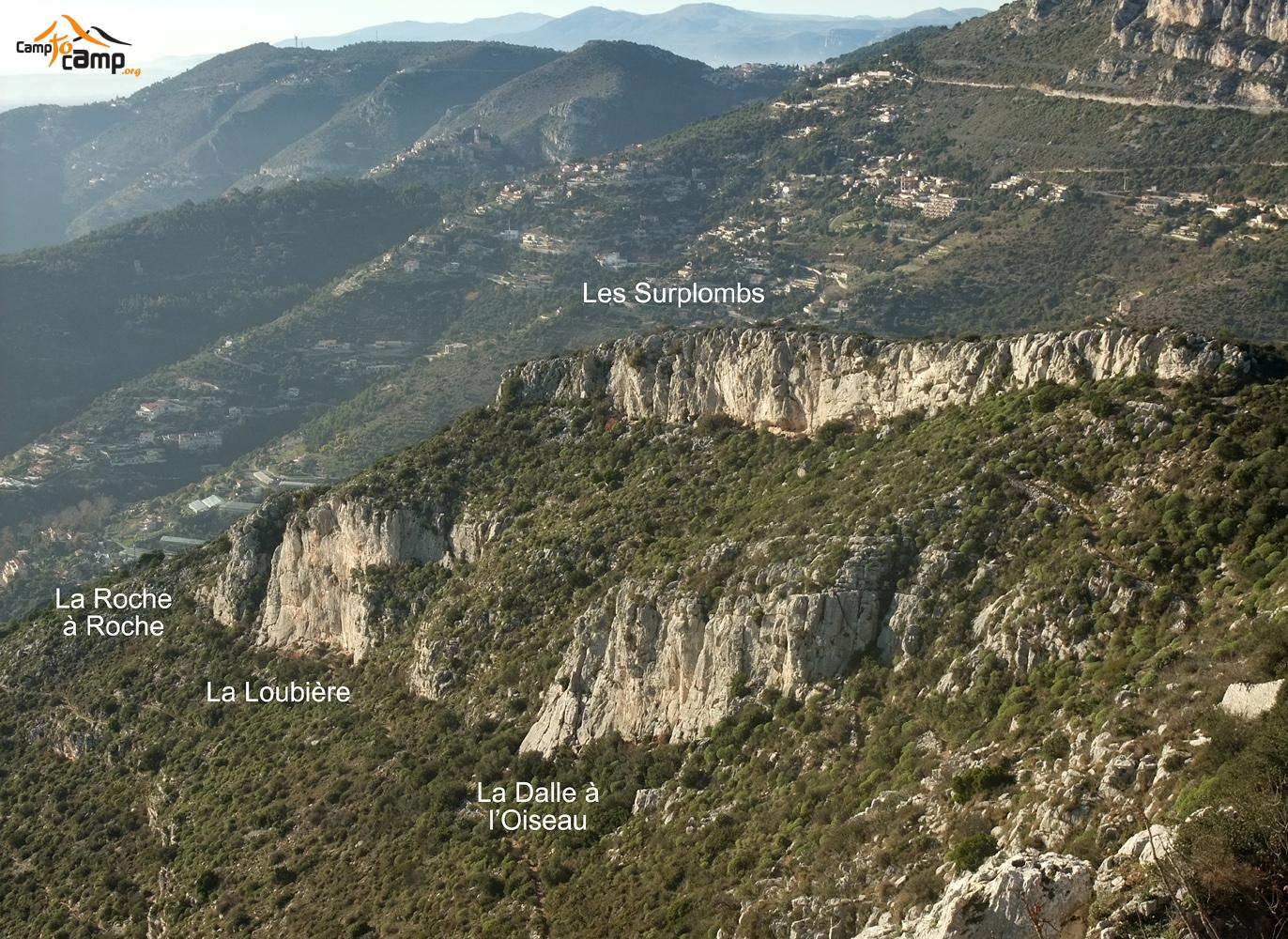 La Turbie : Surplombs, Roche à Roche, Loubière et Dalle à l'Oiseau